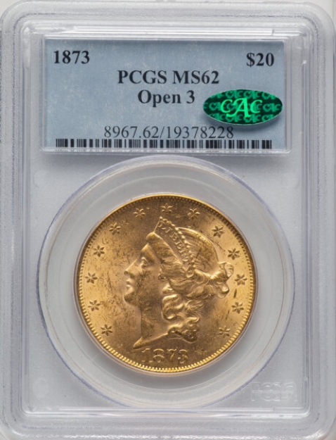 Picture of 1873 Open $20 Liberty Double Eagle MS62