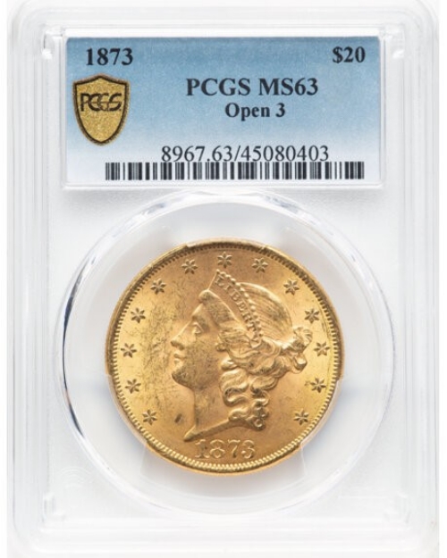 Picture of 1873 Open $20 Liberty Double Eagle MS63