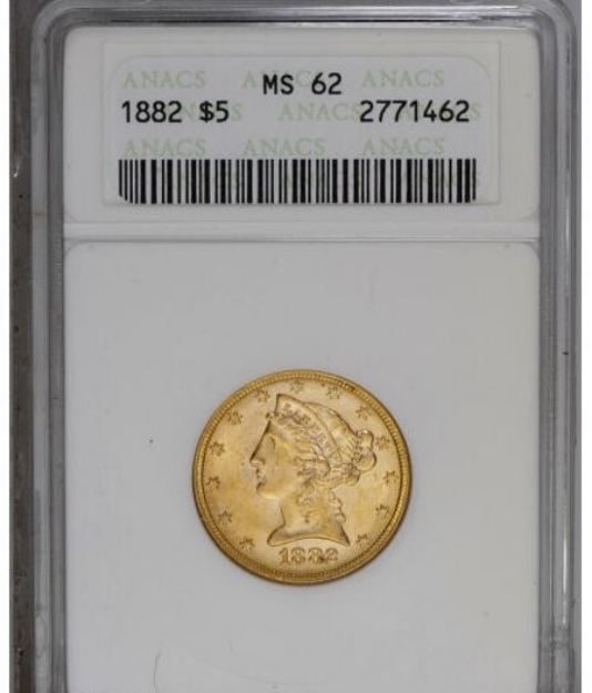 Picture of 1882 $5 Liberty Half Eagle MS62