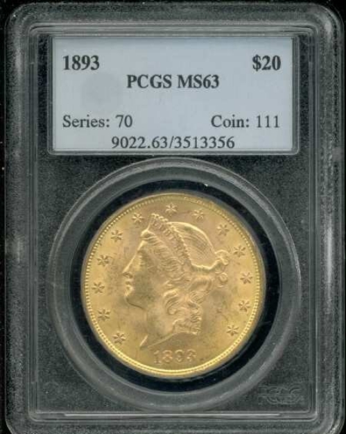 Picture of 1893 $20 Liberty Double Eagle MS63