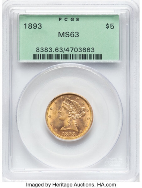 Picture of 1893 $5 Liberty Half Eagle MS63