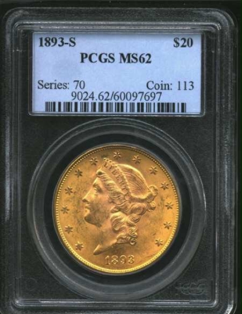Picture of 1893S $20 Liberty Double Eagle MS62