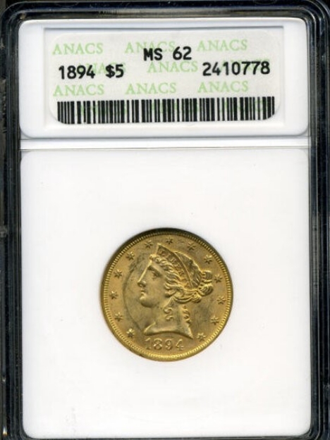Picture of 1894 $5 Liberty Half Eagle MS62
