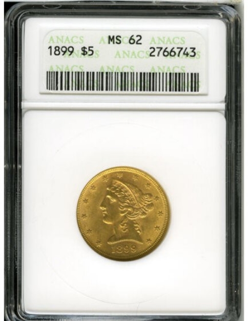 Picture of 1899 $5 Liberty Half Eagle MS62