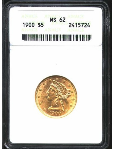 Picture of 1900 $5 Liberty Half Eagle MS62