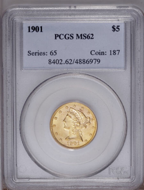 Picture of 1901 $5 Liberty Half Eagle MS62