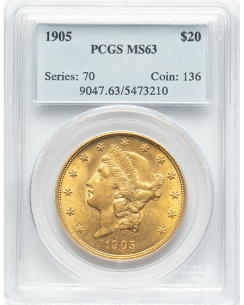 Picture of 1905 $20 Liberty Double Eagle MS63