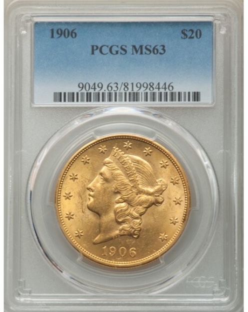 Picture of 1906 $20 Liberty Double Eagle MS63