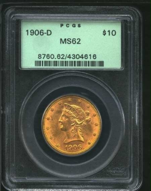Picture of 1906D $10 Liberty Eagle MS62