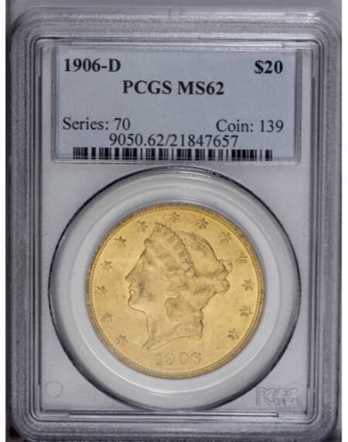 Picture of 1906D $20 Liberty Double Eagle MS62