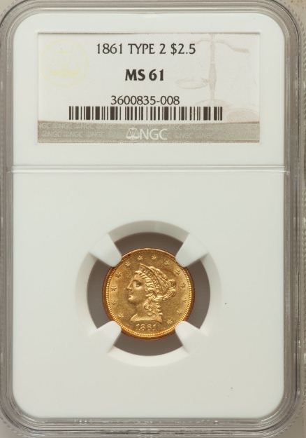 Picture of Common Date $2.5 Liberty Quarter Eagle MS61