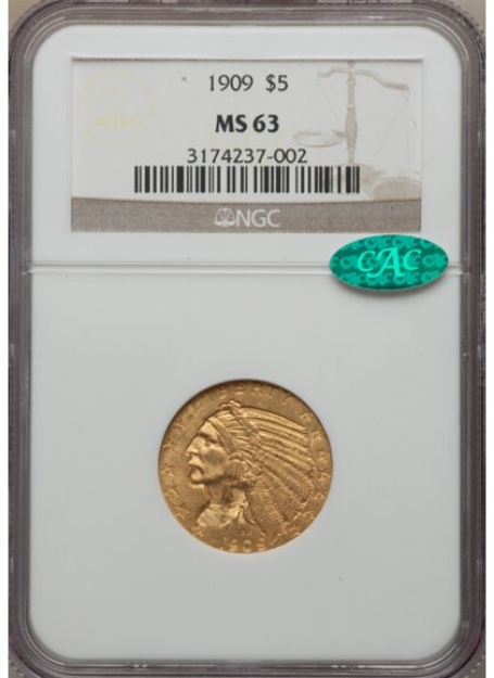 Picture of Common Date $5 Indian Head Half Eagle MS63