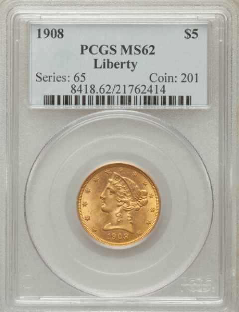 Picture of Common Date $5 Liberty Half Eagle MS62