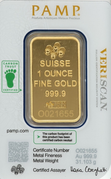Picture of 1 oz Gold Bar PAMP Fortuna (With Assay)