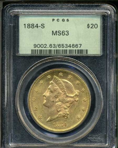 1884S $20 Liberty Double Eagle MS63 1