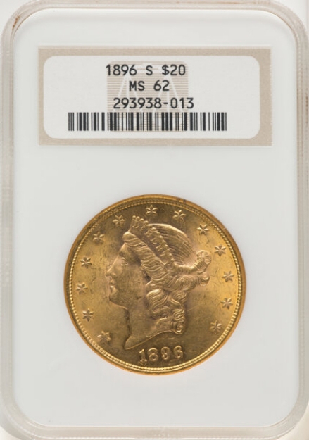 1896S $20 Liberty Double Eagle MS62 1