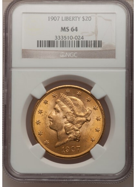 1907 $20 Liberty Double Eagle MS64 1