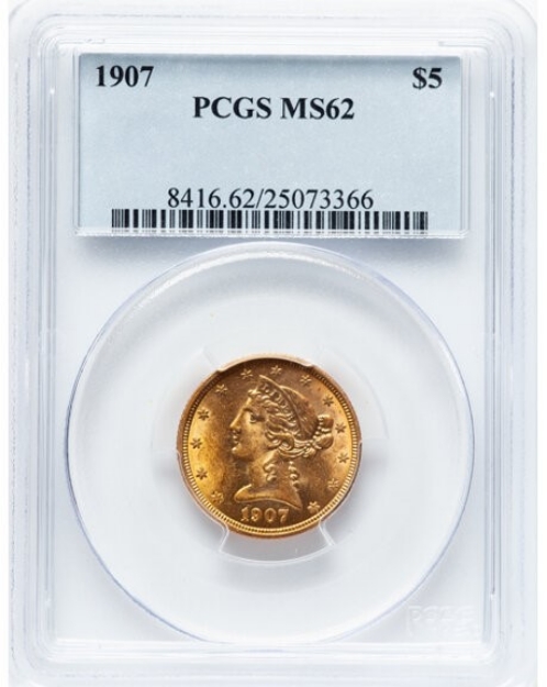 1907 $5 Liberty Half Eagle MS62 1