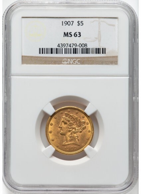1907 $5 Liberty Half Eagle MS63 1