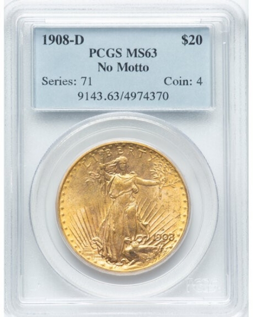 1908DNM $20 St. Gaudens Double Eagle MS63 1