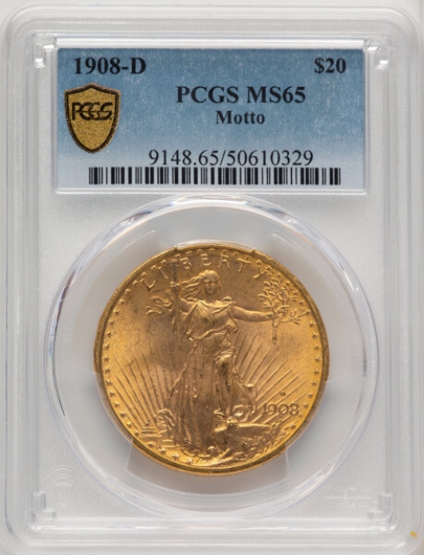 1908DWM $20 St. Gaudens Double Eagle MS65 1