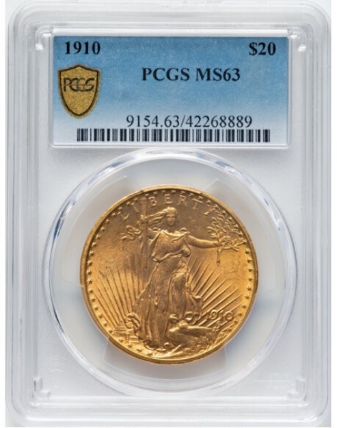 1910 $20 St. Gaudens Double Eagle MS63 1