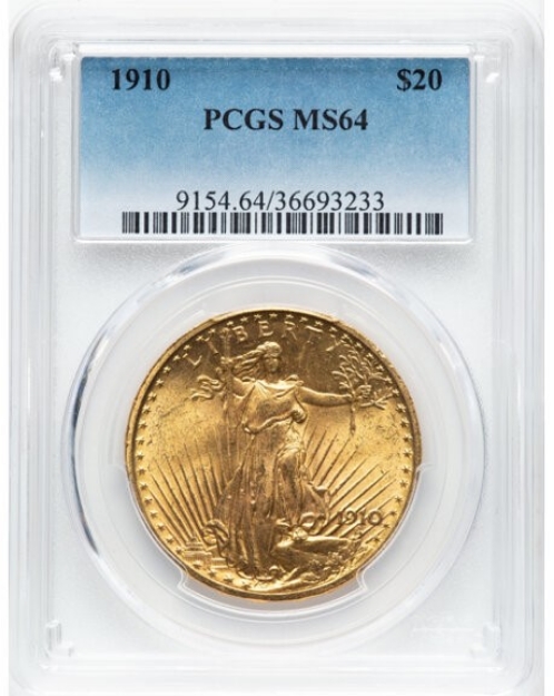 1910 $20 St. Gaudens Double Eagle MS64 1