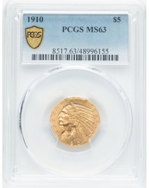 1910 $5 Indian Half Eagle MS63 1
