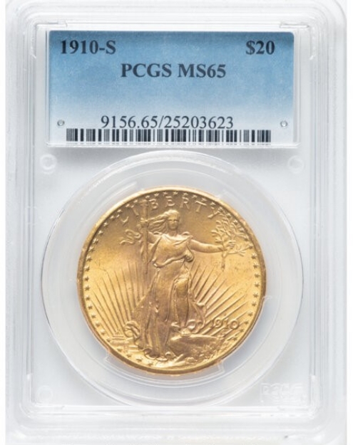 1910S $20 St. Gaudens Double Eagle MS65 1