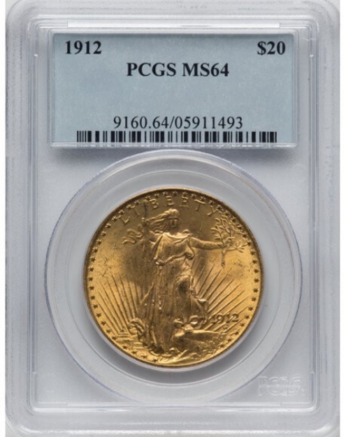 1912 $20 St. Gaudens Double Eagle MS64 1