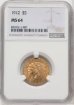 1912 $5 Indian Half Eagle MS64 1