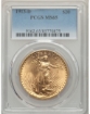 1913D $20 St. Gaudens Double Eagle MS65 1