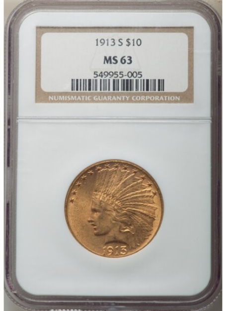 1913S $10 Indian Eagle MS63 1