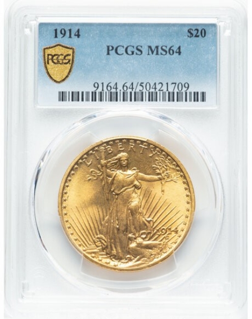 1914 $20 St. Gaudens Double Eagle MS64 1