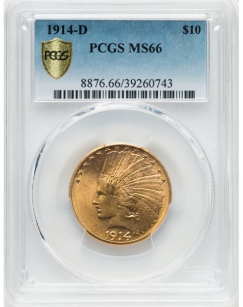 1914D $10 Indian Eagle MS66 1