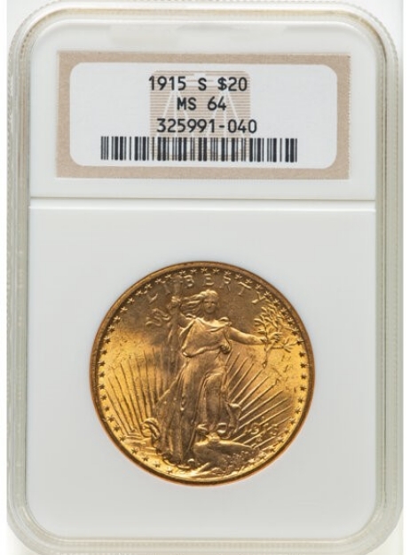 1915S $20 St. Gaudens Double Eagle MS64 1