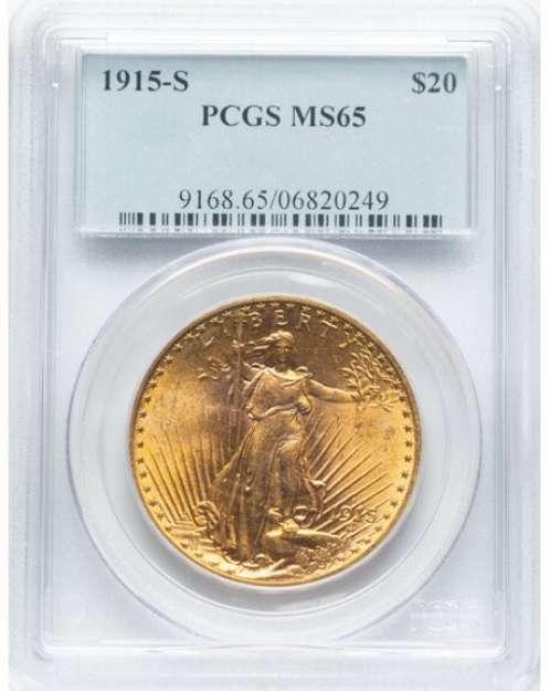 1915S $20 St. Gaudens Double Eagle MS65 1