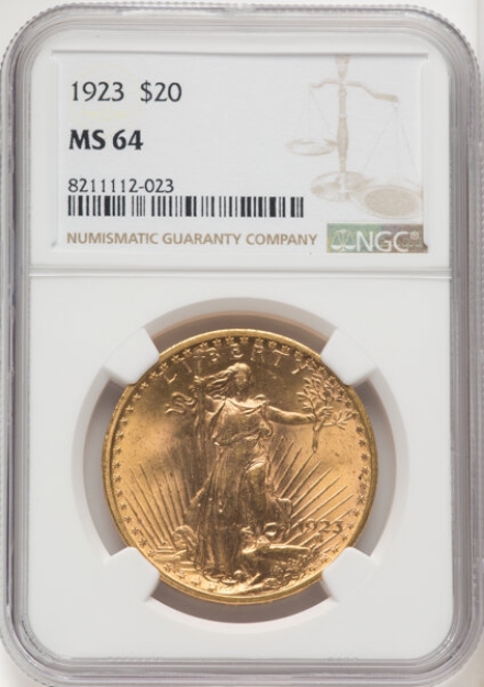 1923 $20 St. Gaudens Double Eagle MS64 1