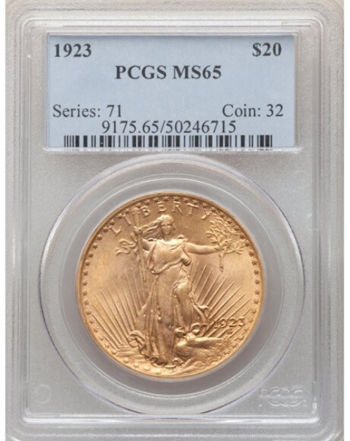 1923D $20 St. Gaudens Double Eagle MS65 1