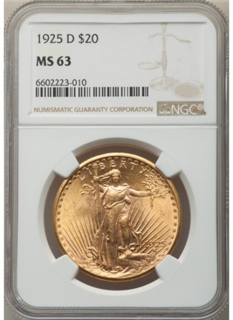 1925D $20 St. Gaudens Double Eagle MS63 1