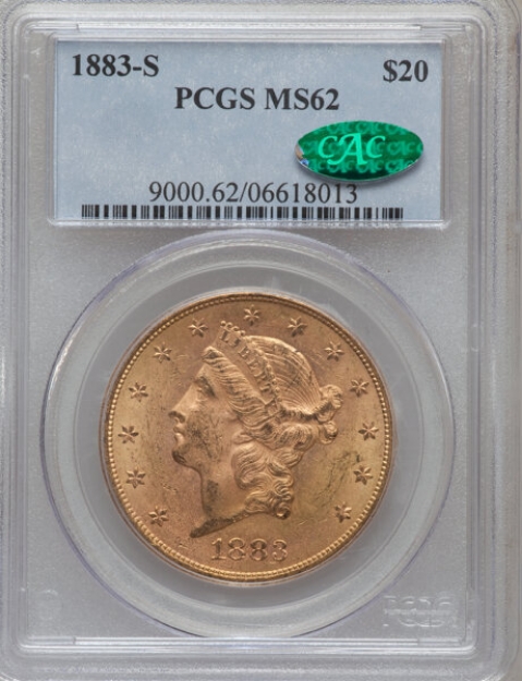 1883-S $20 Liberty Double Eagle MS62 1