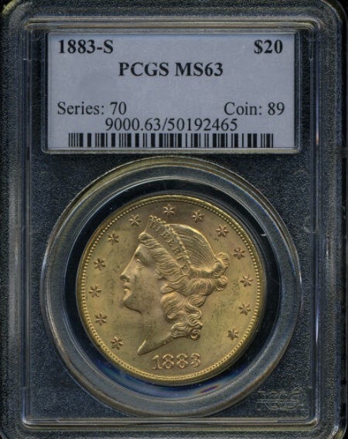 1883-S $20 Liberty Double Eagle MS63 1