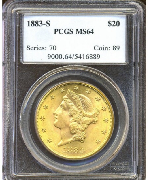 1883-S $20 Liberty Double Eagle MS64 1