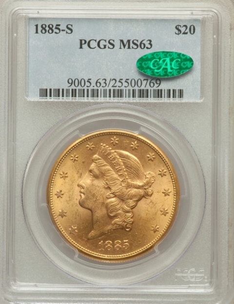 1885-S $20 Liberty Double Eagle MS63 1