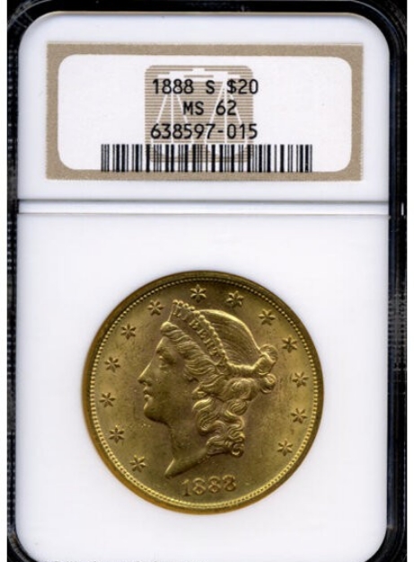 1888-S $20 Liberty Double Eagle MS62 1