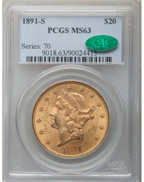 1891-S $20 Liberty Double Eagle MS63 1