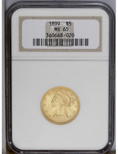 1899 $5 Liberty Half Eagle MS65 1