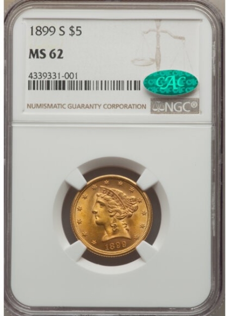 1899-S $5 Liberty Half Eagle MS62 1