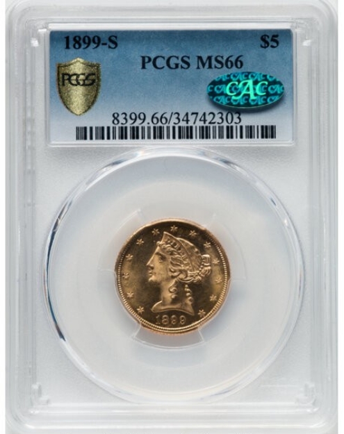 1899-S $5 Liberty Half Eagle MS66 1