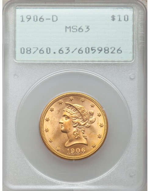 1906-D $10 Liberty Eagle MS63 1